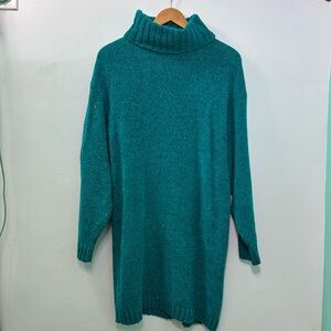 Casual Corner Teal Cowl Neck Sweater Dress